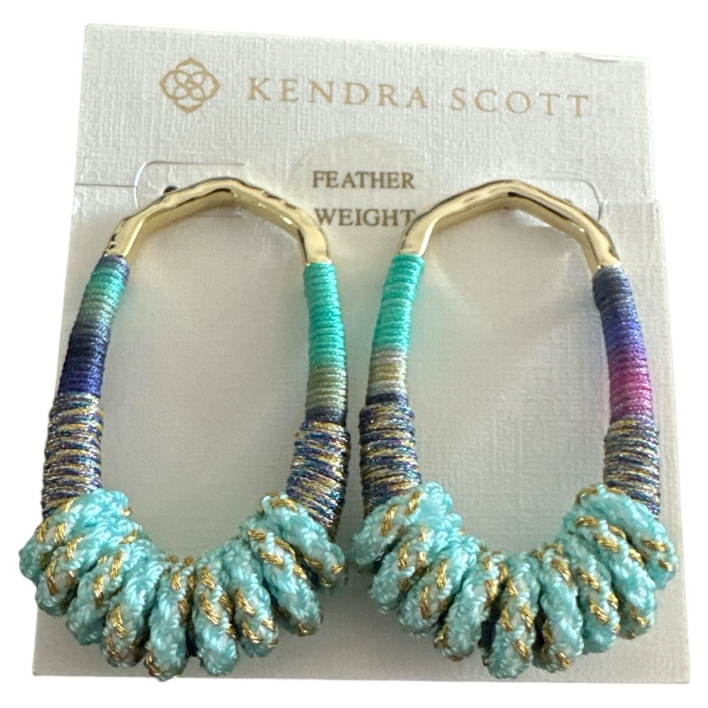 Kendra Scott Masie Open Frame Gold Mint Mix Earrings, NWT